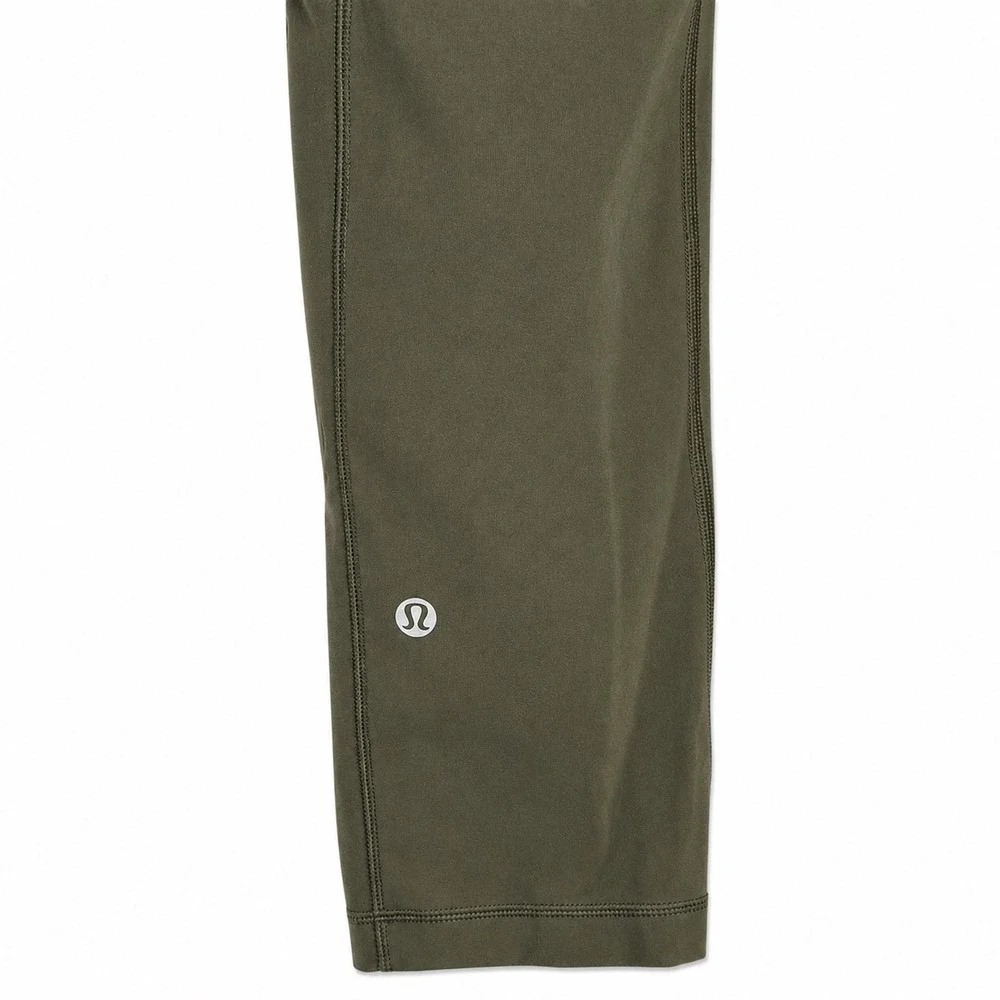 Lululemon Speed Up Crop 21 Dark Olive Green Running Leggings Pockets Size 8 - Picture 4 of 6